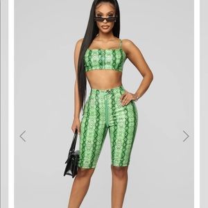 Fiona Snake Skin Biker Set - Green Large